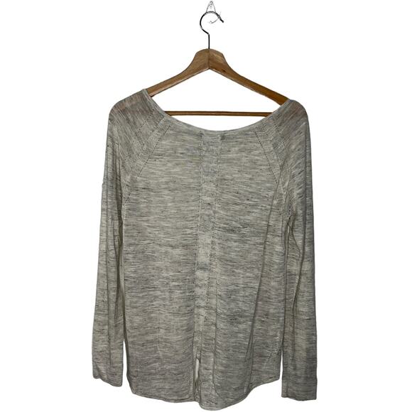 Ann Taylor Women's Raglan Split Back Marled Cream Lightweight Top Size Small - Picture 2 of 5